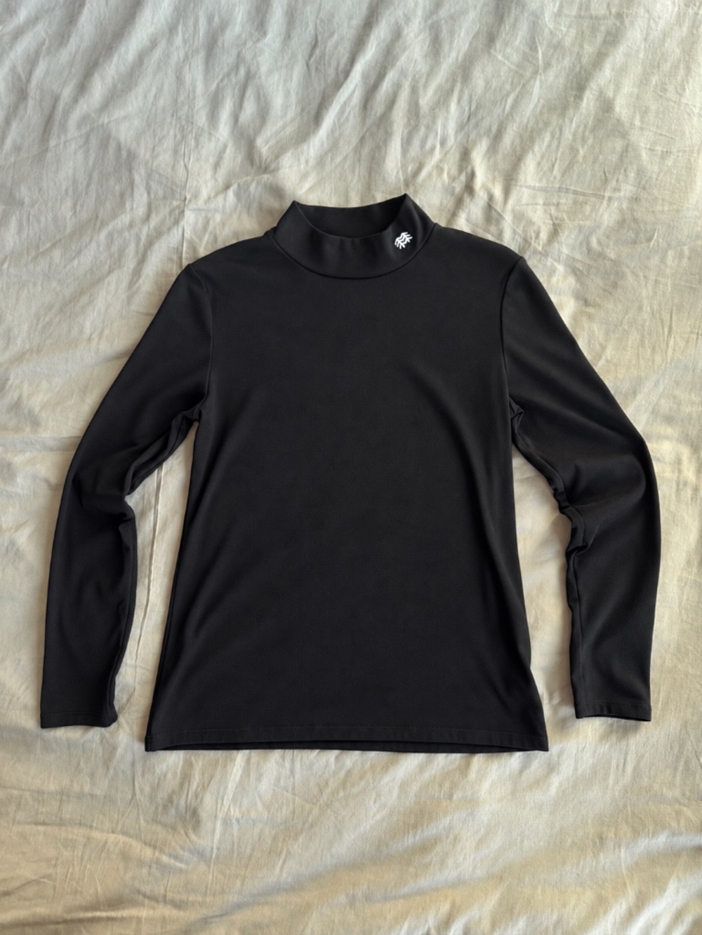 Black Mock Neck Tree Logo Long Sleeve Top, women’s S/M
